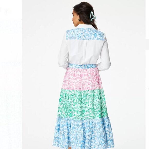 Roller Rabbit Aitona Long Sleeve Collar Poplin Button Down White Print Shirt XS - Picture 3 of 8